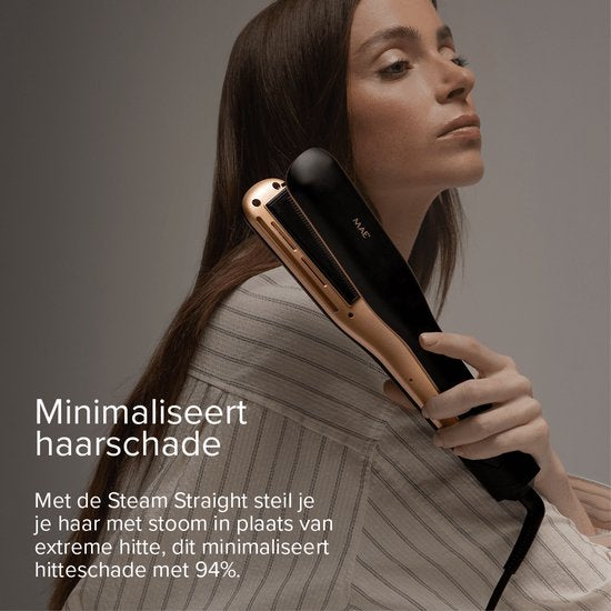 MAE® Steam Straight – Glätteisen mit Dampf – Professionelles Dampfglätteisen – schwarz