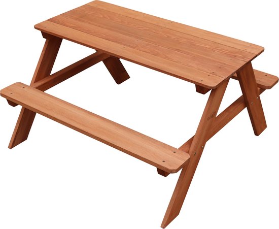 Sunny Dave Picknicktisch in Braun – Multifunktionaler Picknicktisch für Kinder – FSC-zertifiziertes Holz – 89 x 89 x 50 cm