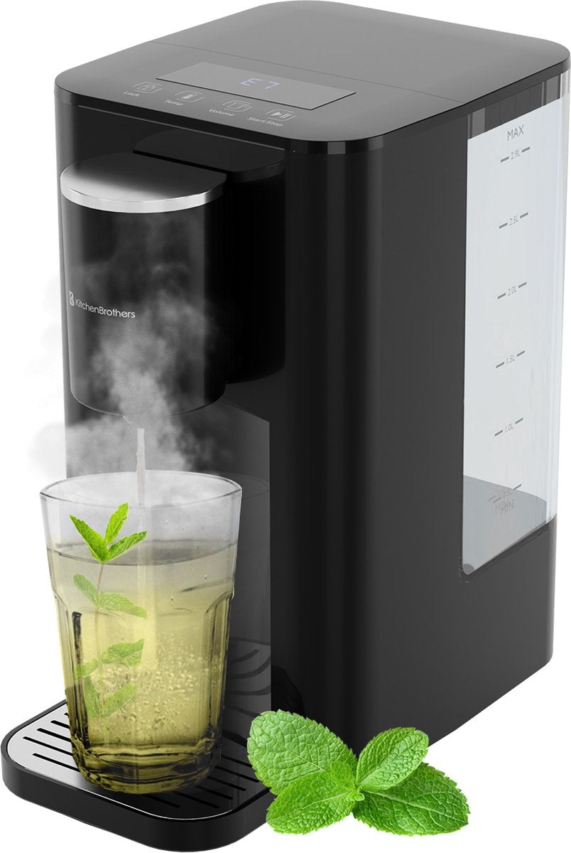 KitchenBrothers Heißwasserspender - 2.9L - Touch Display - Heißwasserhahn - 2600W - Schwarz