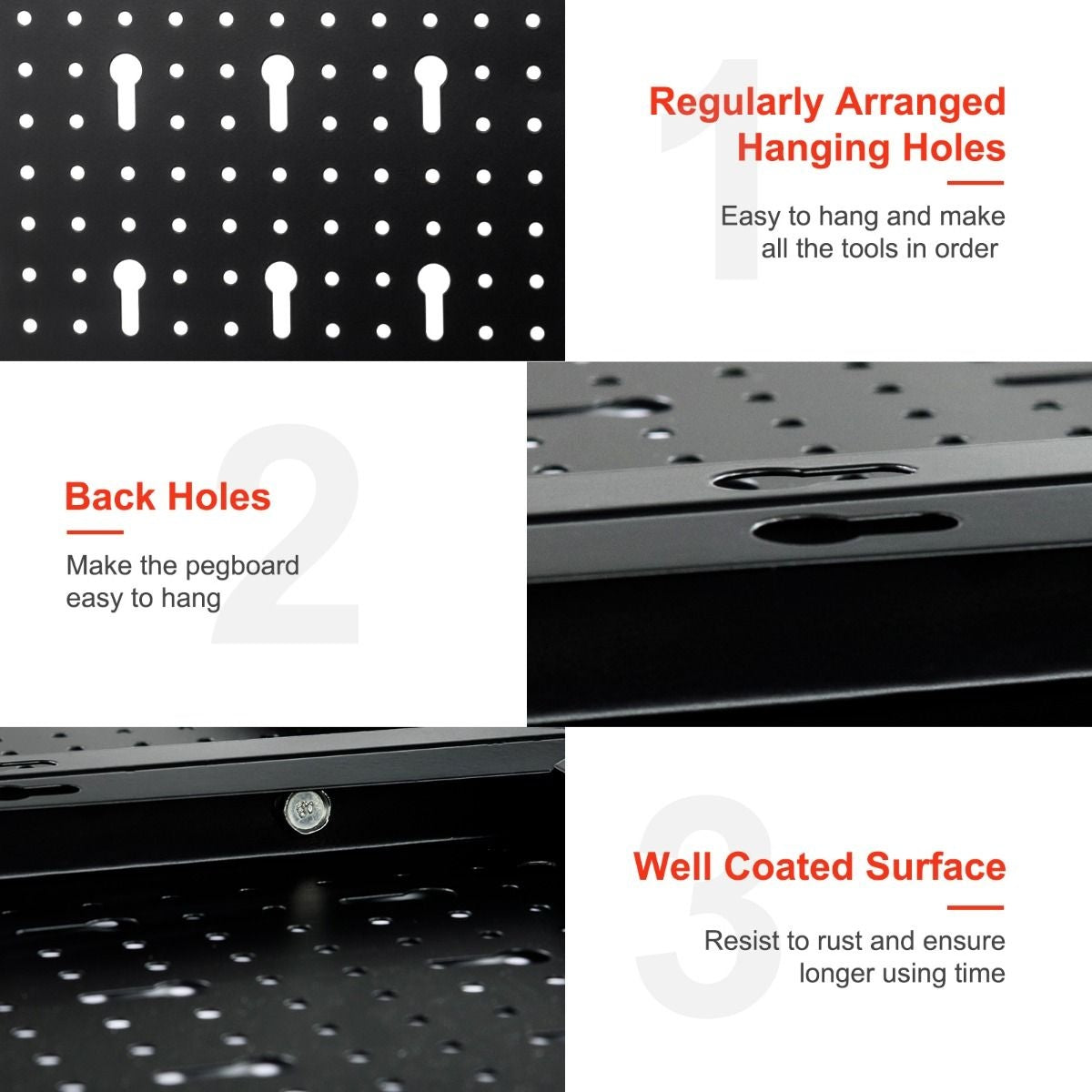 Pegboard Wall Organiser Metall Pegboard Tools Storage Kit mit 3 Pegboards & 25 hängenden Zubehör Schwarz+Rot