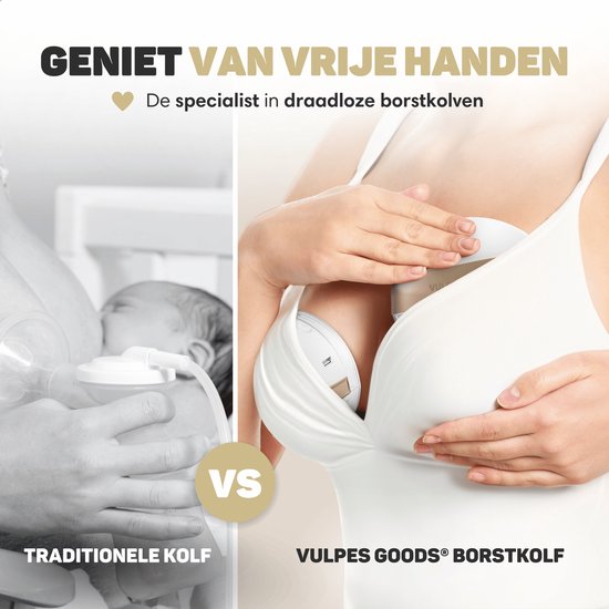 Vulpes Goods BabyCare Elektrische Milchpumpe – Kabellos & Freihändig – USB – Inkl. Brustschild & Aufbewahrungsbeutel