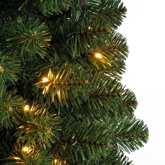 Black Box Trees Charlton – Schmaler Weihnachtsbaum mit Timer und Dimmfunktion – Weihnachtsdekoration für den Innenbereich während der Feiertage – Kunstbaum mit Scharnierkonstruktion – H 215 x Ø 56 cm – Grün