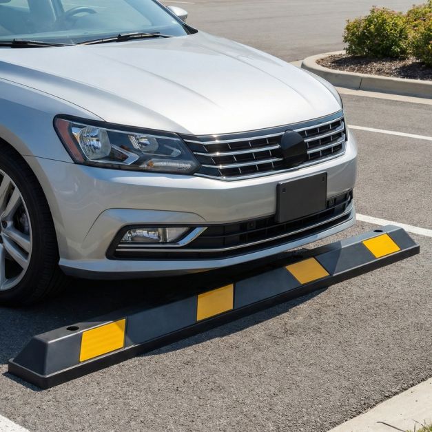 Coast Rubber Wheel Stopper Einparkhilfe mit gelben reflektierenden Streifen Parkplatzstopper für Garage