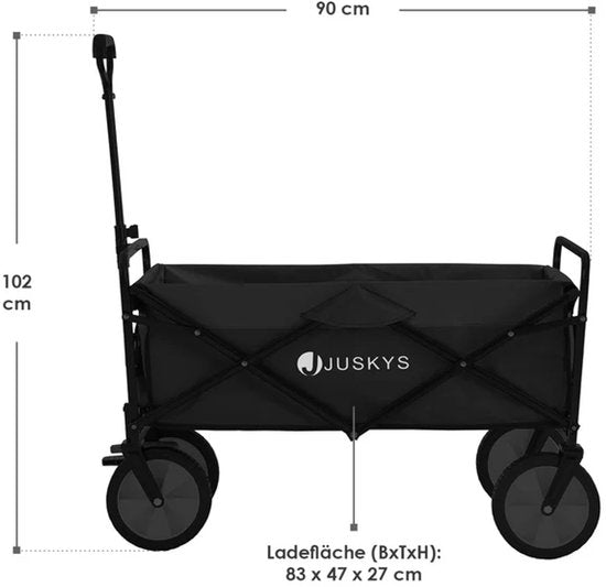 Wagen / Bollerwagen / Transportwagen - faltbar - Max. 100kg - Schwarz