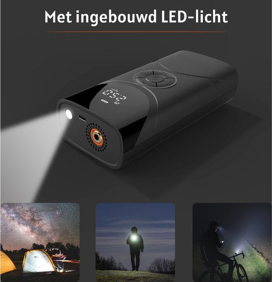 Tragbarer Luftkompressor - elektrische Fahrradpumpe - Reifenpumpe für Auto, Motorrad, Fahrrad, Ball, Luftbett - Leistungsstark: 6.000 mAh