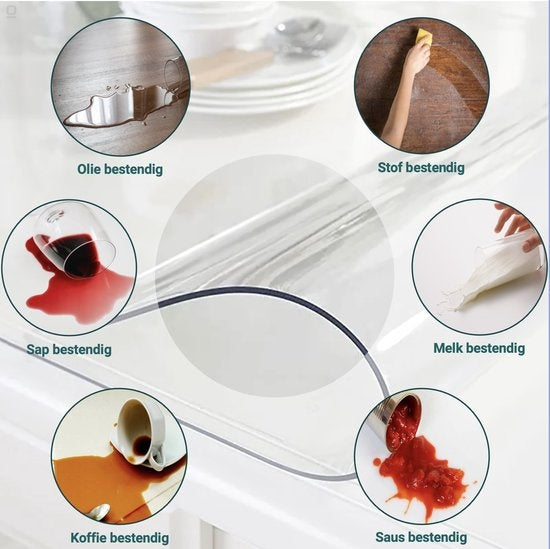 HOMEWELL Tischschoner Transparent Glas Klar 90x200cm - Transparentes Tischsegel - Tischtuch - Rutschfest und hitzebeständig - 2.2 mm