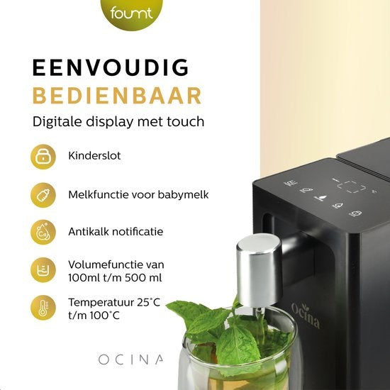 Ocina Heißwasserspender mit Digitalanzeige - Luxus-Wasserkocher - 3 Liter - Schwarz