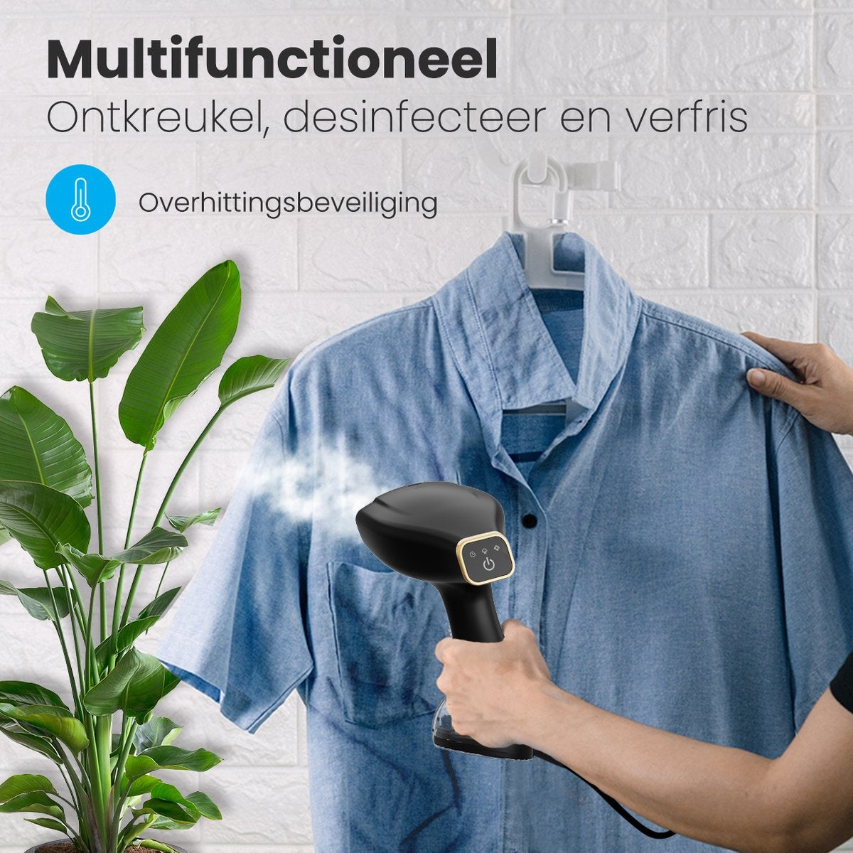 Auronic - Handdampfreiniger - für Kleidung und Möbel - entfernt 99% der Bakterien - 300ml - Schwarz