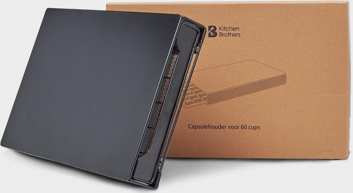KitchenBrothers Kapselhalter - mit Schublade - Nespresso - 60 Tassen - Schwarz