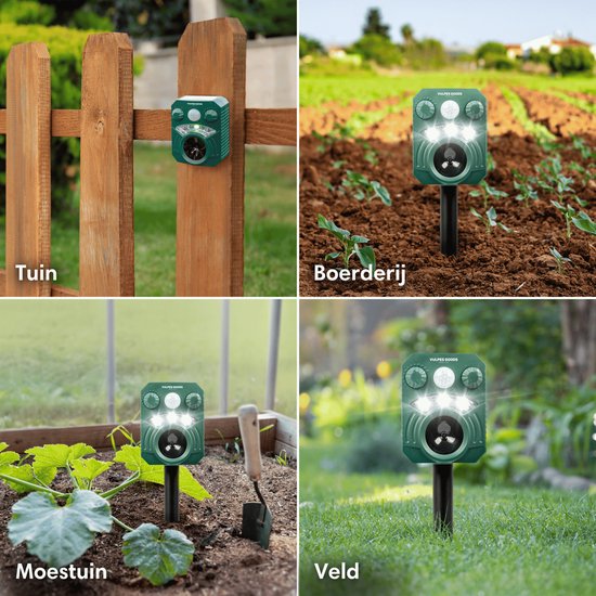 Vulpes Goods® Repellent - Solarbetriebenes Ultraschall-Katzenabwehrgerät - Katzenschreck - Marderabwehr - Tierabwehr - Wasserdicht - Schädlingsabwehr