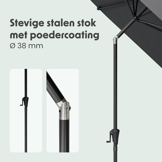 LifeGoods Sonnenschirm - Garten - Ø350 cm - 30° neigbar - Wasserdicht - UPF50+ - Dunkelgrau