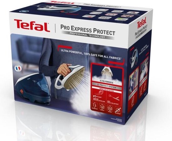 Tefal - Pro Express Protect GV9221 - Dampferzeuger - 2600W - 7,6 Bar Dampfdruck - 550 g/min Dampfstoß - Durilium AirGlide Bügelsohle - 1,8L abnehmbarer Wassertank - Automatische Abschaltung - Anti-Kalk-System