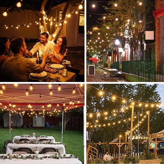 Partizzle 15m wasserdichte Lichterkette rund - 25 LED Lichtergirlande - Lichtergirlande für Terrasse und Camping - Weihnachtsbeleuchtung / Gartenbeleuchtung - 2700k / Warmweiß