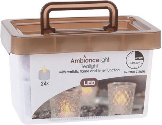 Teelichter LED - Box mit 24 Stück - mit Batterie und Timer