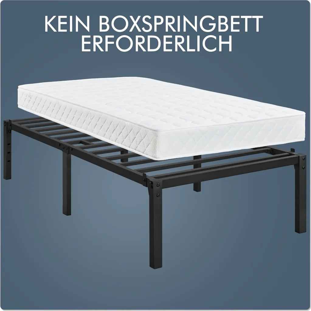 Yaheetech Metallbettgestell - 90x200 cm - Schwarz - Stahl - Lattenrost - Lagerung - Geräuschlos