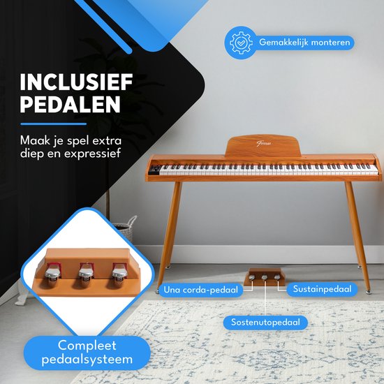 Finesse Digital Piano - 88 gewichtete Tasten - mit Pedalen & Hocker - Keyboard Piano - Electric Piano - Erwachsene & Kinder