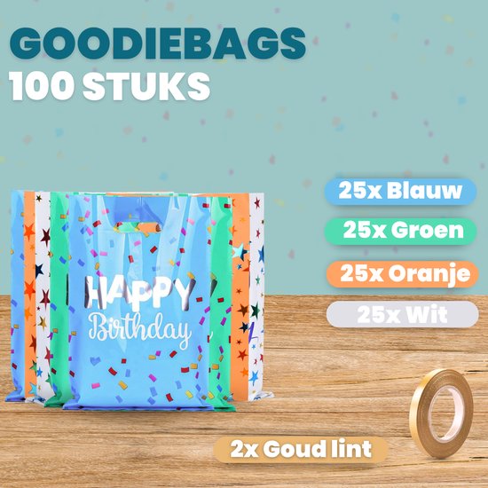 Feestio Sharing Bags 100 Stück - 17 x 25 cm - Bonbontüten - Leckerli-Tüten Kinderparty - Geschenktüten - Geburtstag