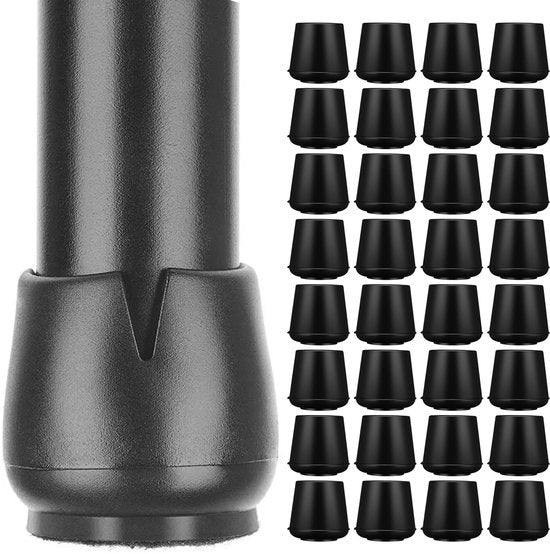 Stuhlbeinschoner - Socken - Kappen - 32 Stück - 12-16mm - Mit Anti-Kratz-Filz - Schwarz - Luft