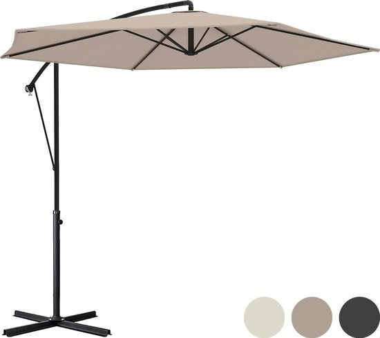 LifeGoods Schwimmender Sonnenschirm - bis zu 8 Personen - Ã˜300cm - Wasserdicht - mit Bezug und Kreuzfuß - Garten oder Strand - Taupe