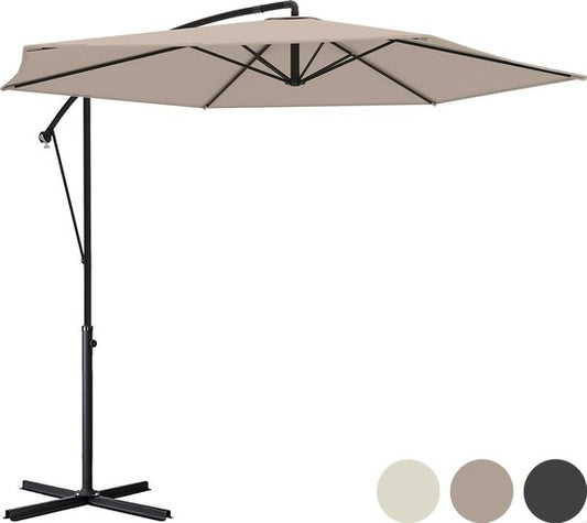 LifeGoods Schwimmender Sonnenschirm - bis zu 8 Personen - Ã˜300cm - Wasserdicht - mit Bezug und Kreuzfuß - Garten oder Strand - Taupe