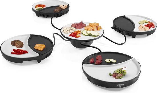 Princess Dinner4All 103080 – Gourmet-Set – Grill- und Backplatte – Extra langes 2-Meter-Kabel – Für 4 Personen – Spülmaschinenfest – PFAS-frei – Erweiterungsset erhältlich