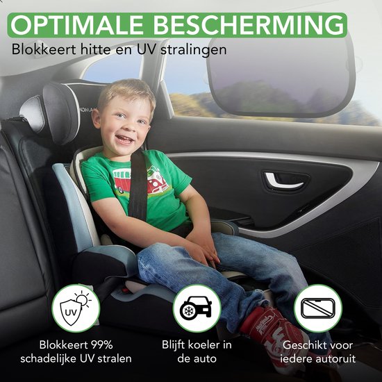 Travelhawk Sunshade Car Baby - 2 Stück - Sonnenschirm Auto - UV-Schutz für Baby und Kind - Sonnenschirm Seitenfenster - Selbstklebend - Schwarz