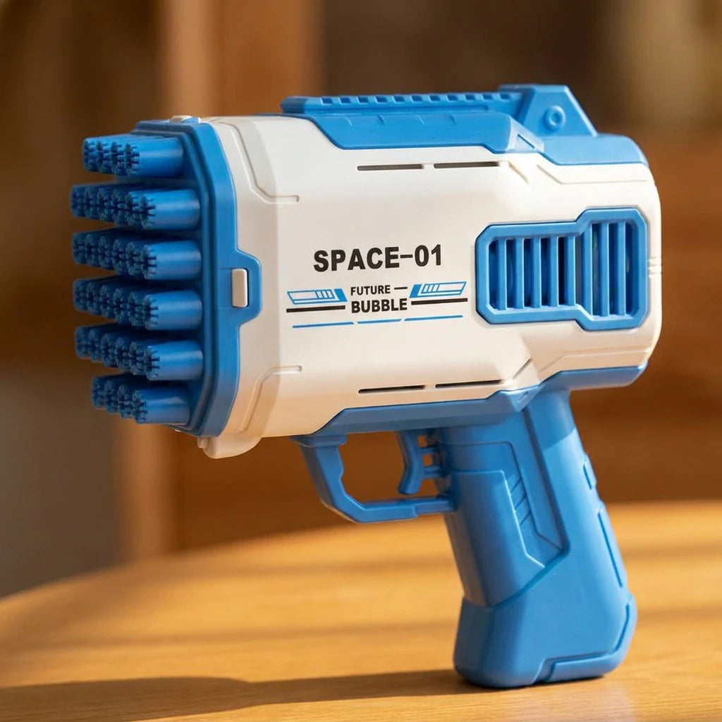 Tragbarer – handlicher automatischer Seifenblasen-Spender – blau-weiß – elektrischer Seifenblasen-Spender