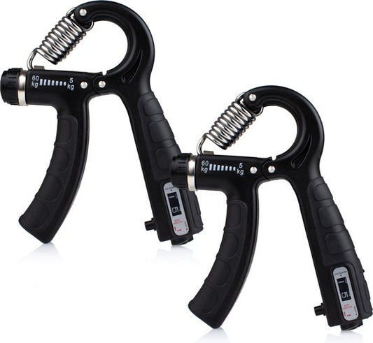 Verstellbarer Handtrainer - 2er-Set - 5 bis 60 KG - Fingertrainer - Handpresse - Griff-Trainer - Schwarz