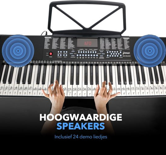 Finesse Keyboard Piano mit Ständer - 61 Tasten - New Orleans Modell - schwarz - 85,9 x 32,2 x 10,4 cm