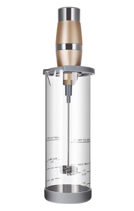 MUIFA Handmilchaufschäumer – 19.000 U/min – 500 ml Borosilikatglas – Edelstahl-Schneebesen – Akku – Silber