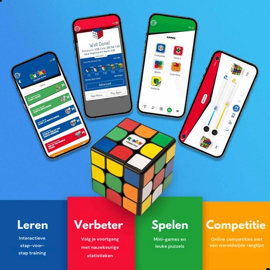 Rubik's Connected X – Intelligenter Würfel – Bluetooth-Würfel – Lernspielzeug – Interaktives Spielzeug – 3 cm x 3 cm