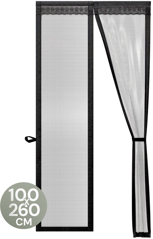 O'DADDY® Türvorhang Deluxe FIBER - Magnetischer Fliegenvorhang - Für Neubauten und Standardtüren - Einfache Installation - Türgitter Schwarz - 100x260 cm