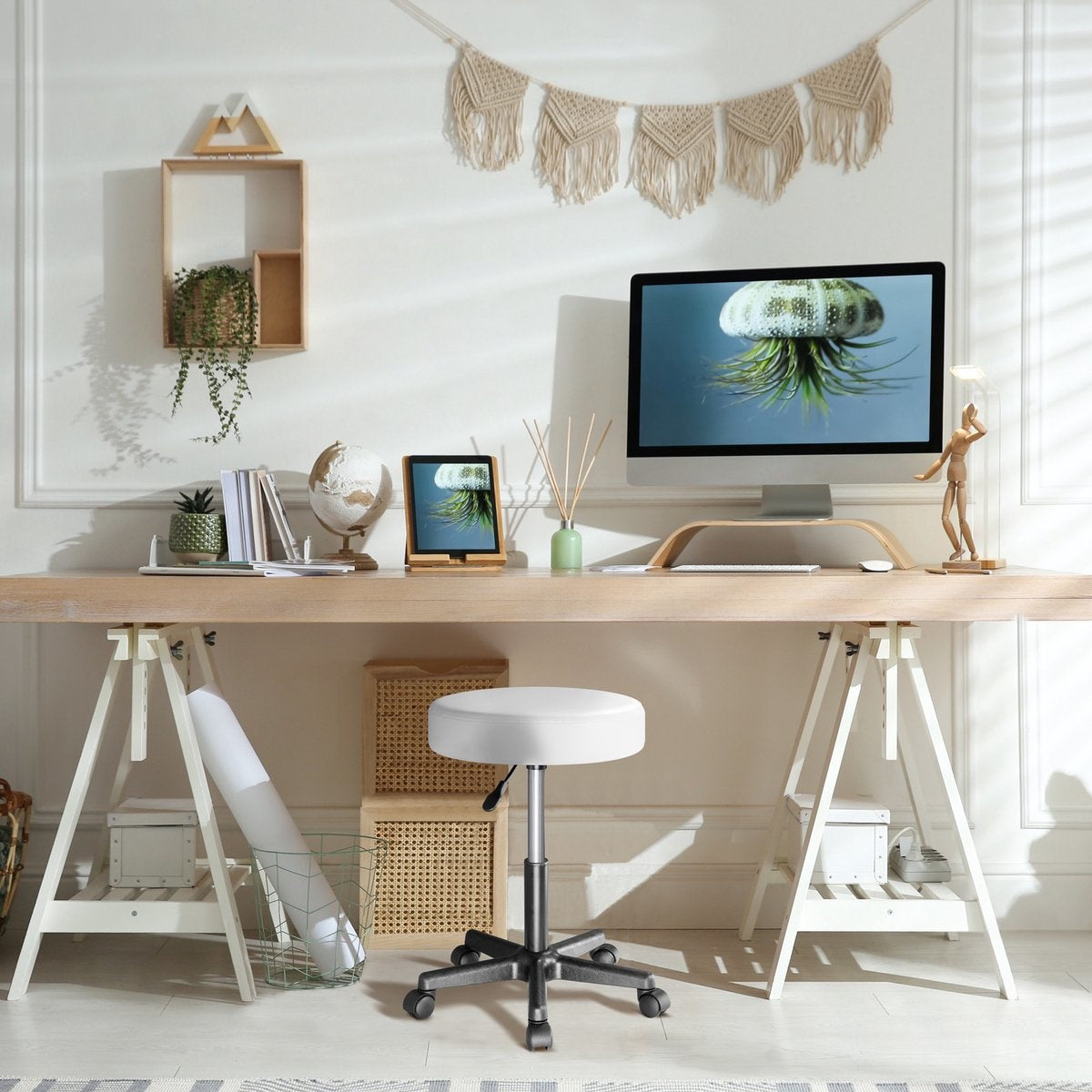 Casaria Tabouret/Bürohocker - drehbar und verstellbar - Weiß