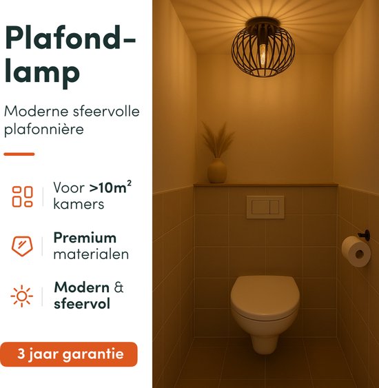 Nolt Deckenleuchte - Deckenleuchte E27 Lampe - Industrial - ⌀ 25cm - Schwarz