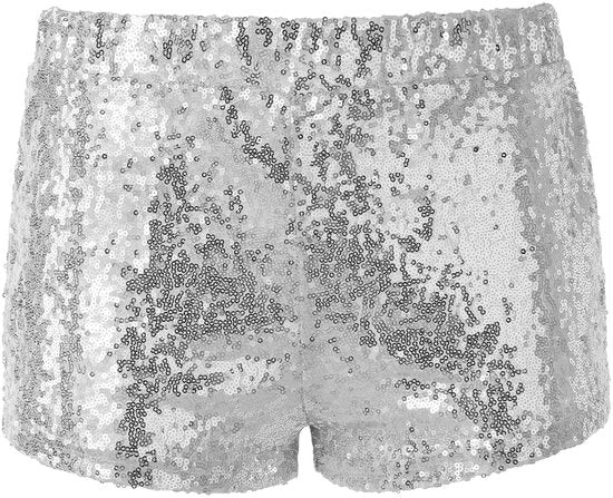 Dressforfun Faschingskostüm Pailletten Shorts Silber – Damen – Größe L