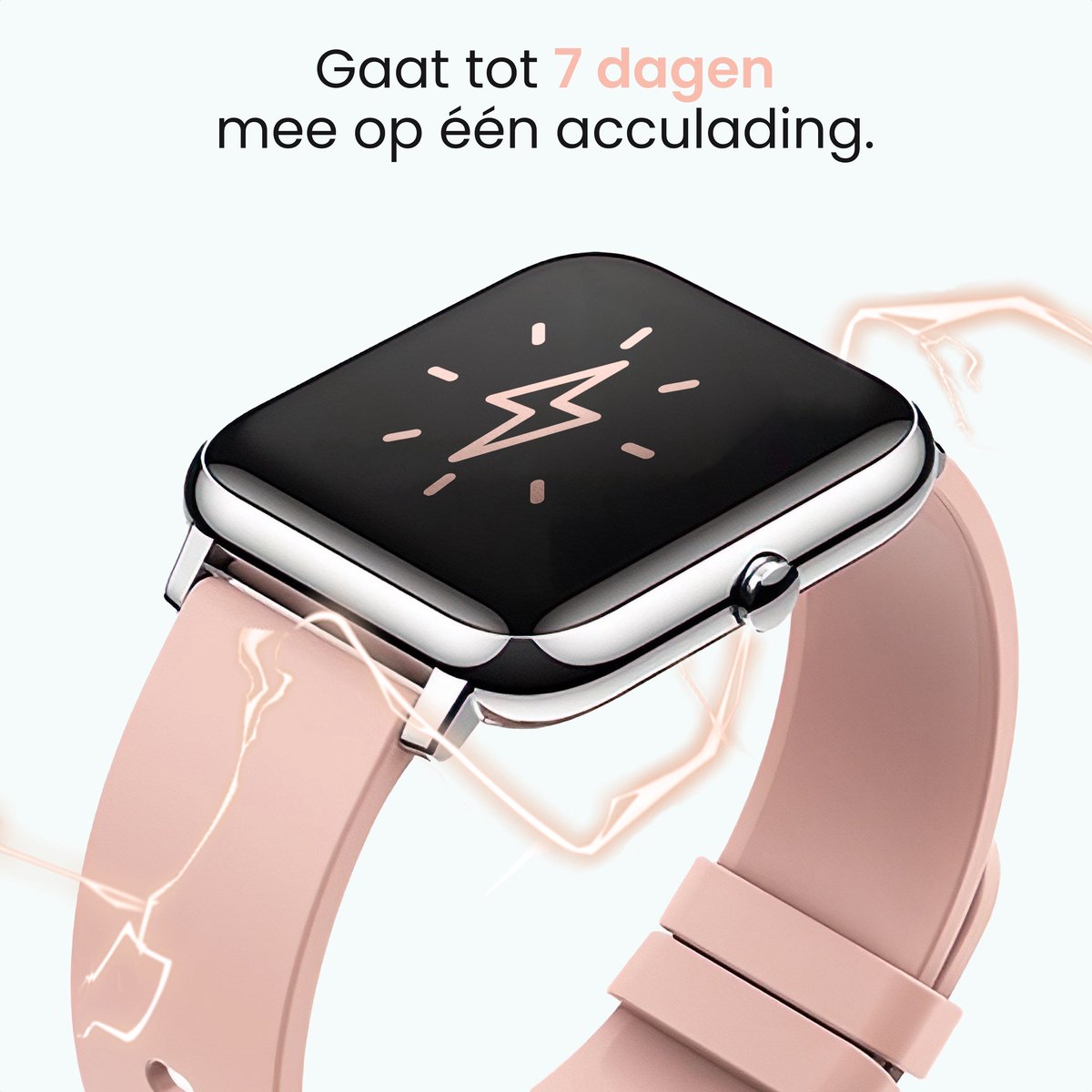 MAOO AMPLIFY Smartwatch - Inkl. Bildschirmschutz - Herzfrequenz, Blutdruck, Blutsättigung, Schlaf, Entfernung - Schrittzähler - Smartwatch Damen - Uhr - Weihnachtsgeschenk - Pink