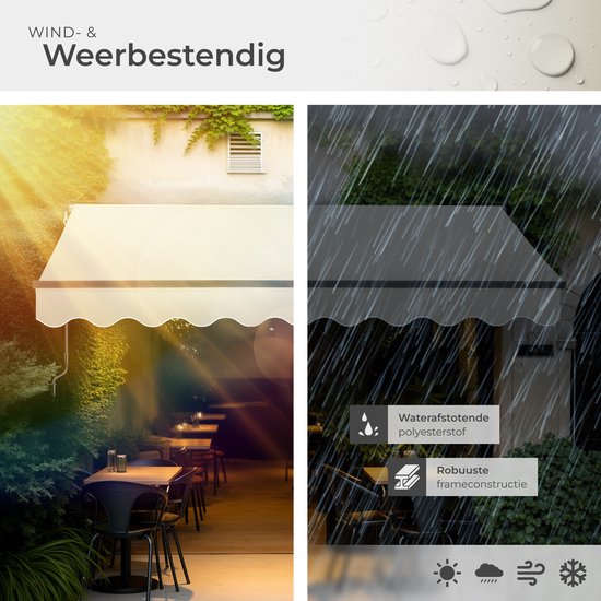 tectake® Sonnenschirm mit Gelenkarm - 300 x 250 cm - Markise - Sonnenschutz für Fenster, Balkon, Außenbereich - Wandmontierbar - Wasser- und UV-beständig - Beige