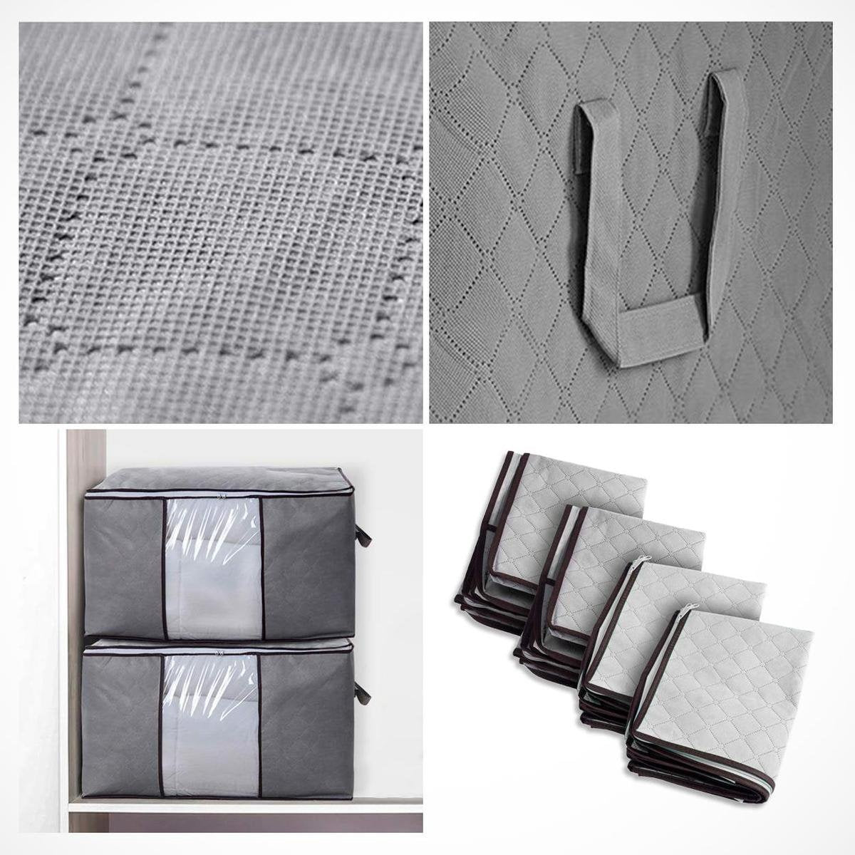 LifeGoods Aufbewahrungstasche und Organizer - 4x 50L - 54x25x39 cm - Textil - Grau