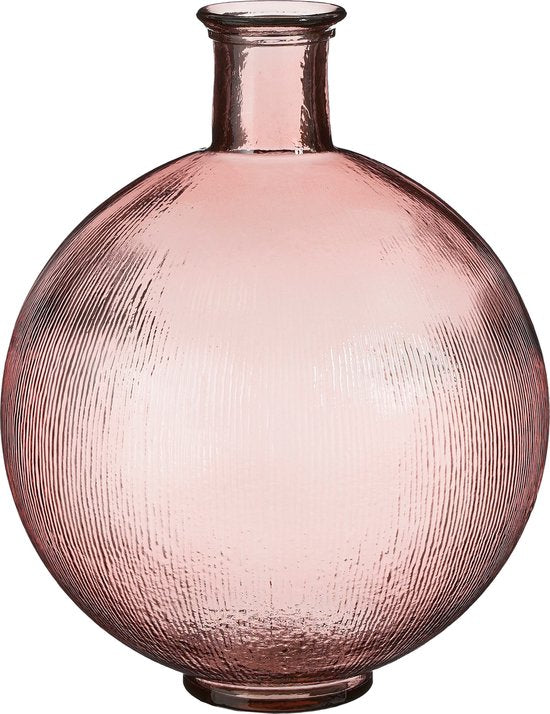 Mica Decorations Firenza Flaschenvase - H42 x Ø34 cm - Recyceltes Glas - Hellrosa