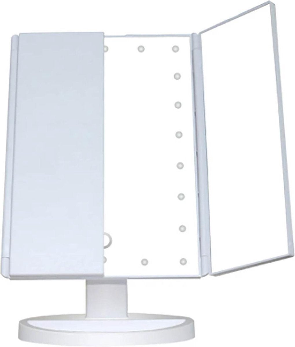 Fuegobird Schminkspiegel mit Beleuchtung - dimmbar - Waschtisch - für Make-up - inkl. 10x Vergrößerung - mit Organizer - LED