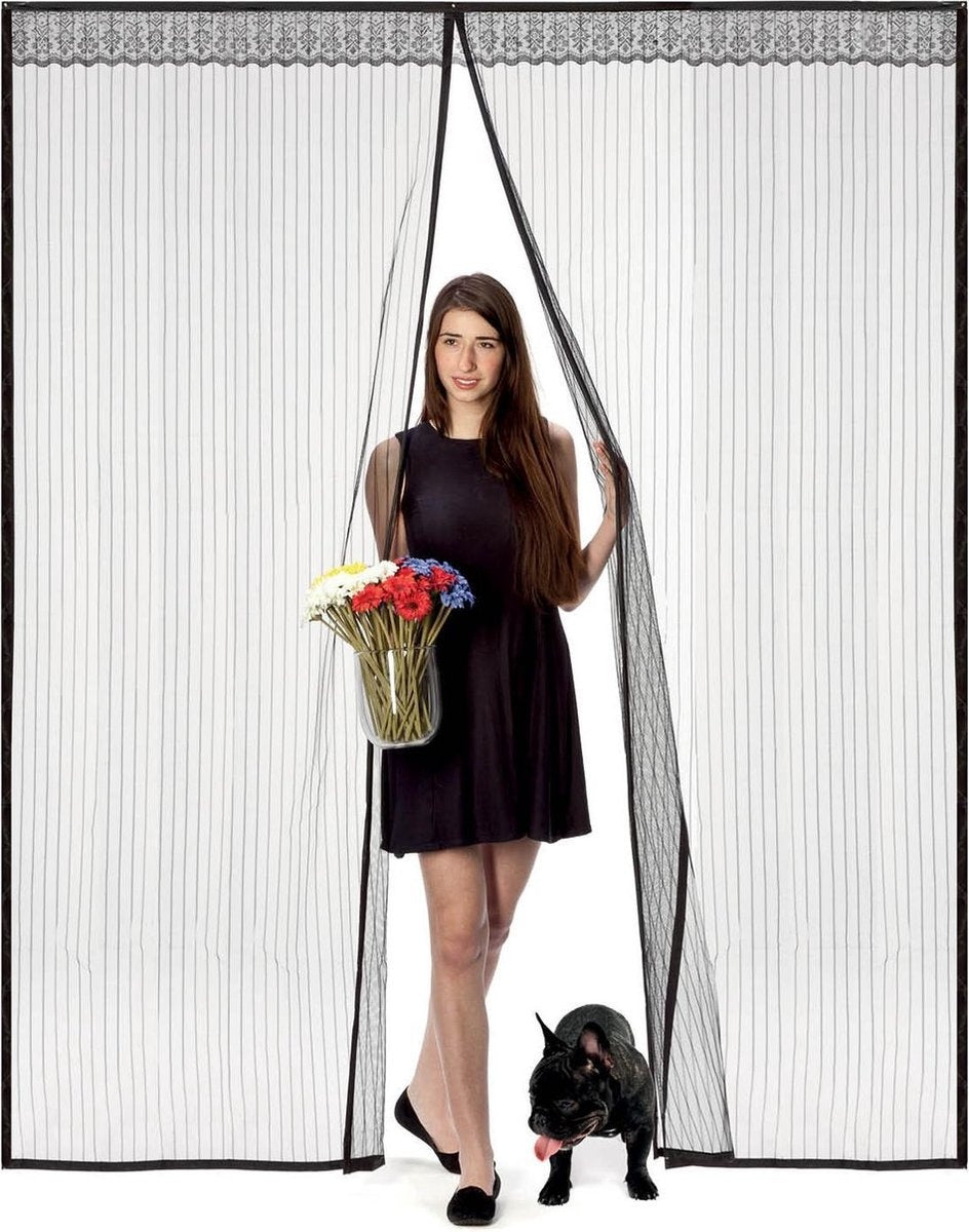 O'DADDYÂ¬Ã† Türvorhang - Fliegenvorhang - Magnetisch - Türgitter Deluxe 184 x 230 cm - Doppeltür - Schwarz Hor - Türvorhänge