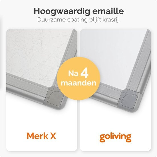 Goliving Whiteboard mit Markern - 60 x 90 cm - Magnettafel - Wochenplaner - Tafel - Emaille-Magnettafel