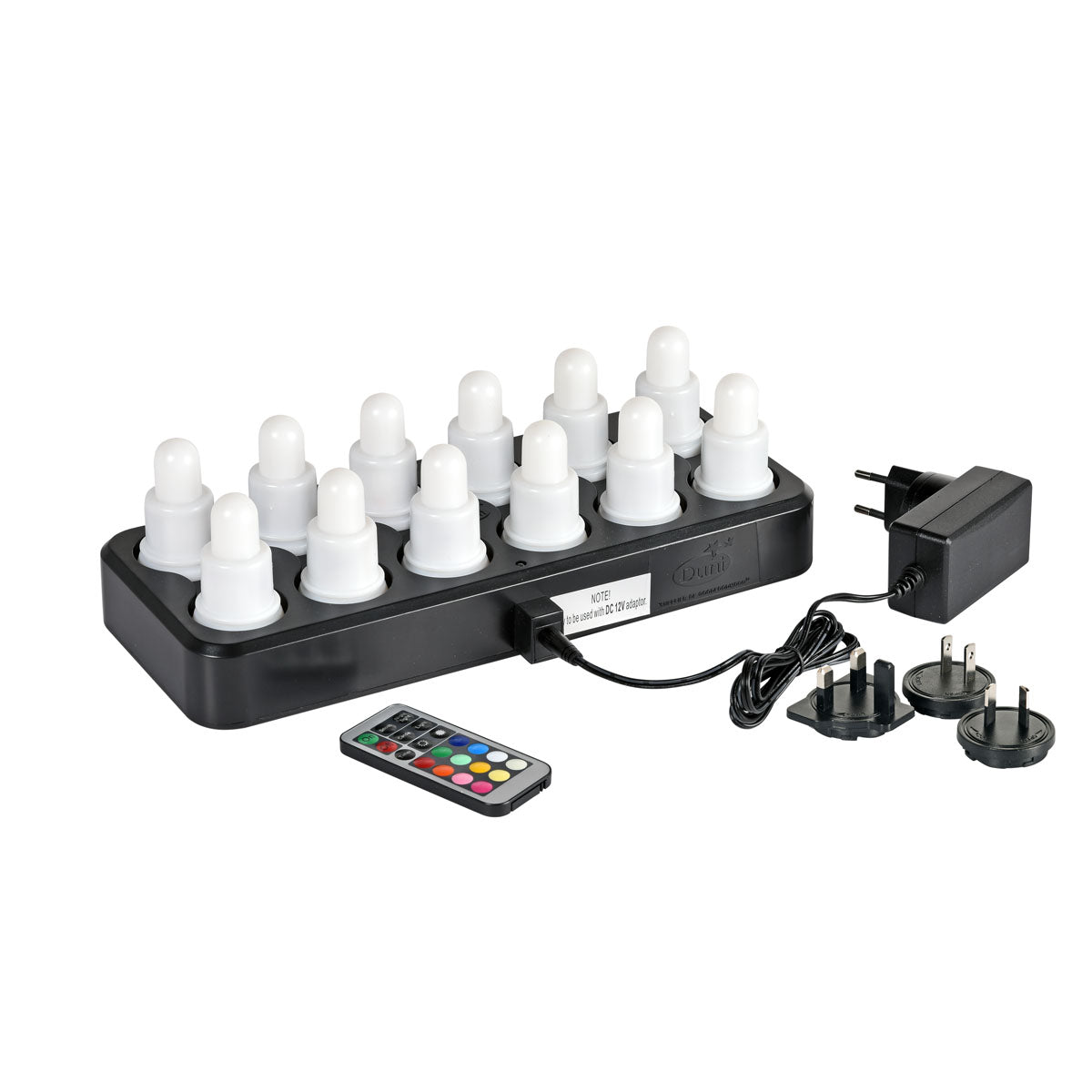 Duni LED-Set Plug Flex – 12 Stück – Mehrfarbig – 70 x Ø 40 mm – Weiß