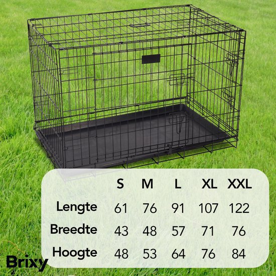 Brixy Hundebank - Bank für Hunde - Größe XXL - faltbar - 122 x 76 x 84 CM - 2 Türen - Schwarz