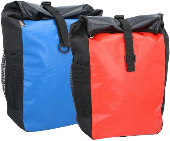Dunlop 4-in-1 Fahrrad-Rucksack, wasserdicht – Fahrradtasche, Rucksack – 16 l – Handtasche oder Umhängetasche – Schwarz/Rot/Blau