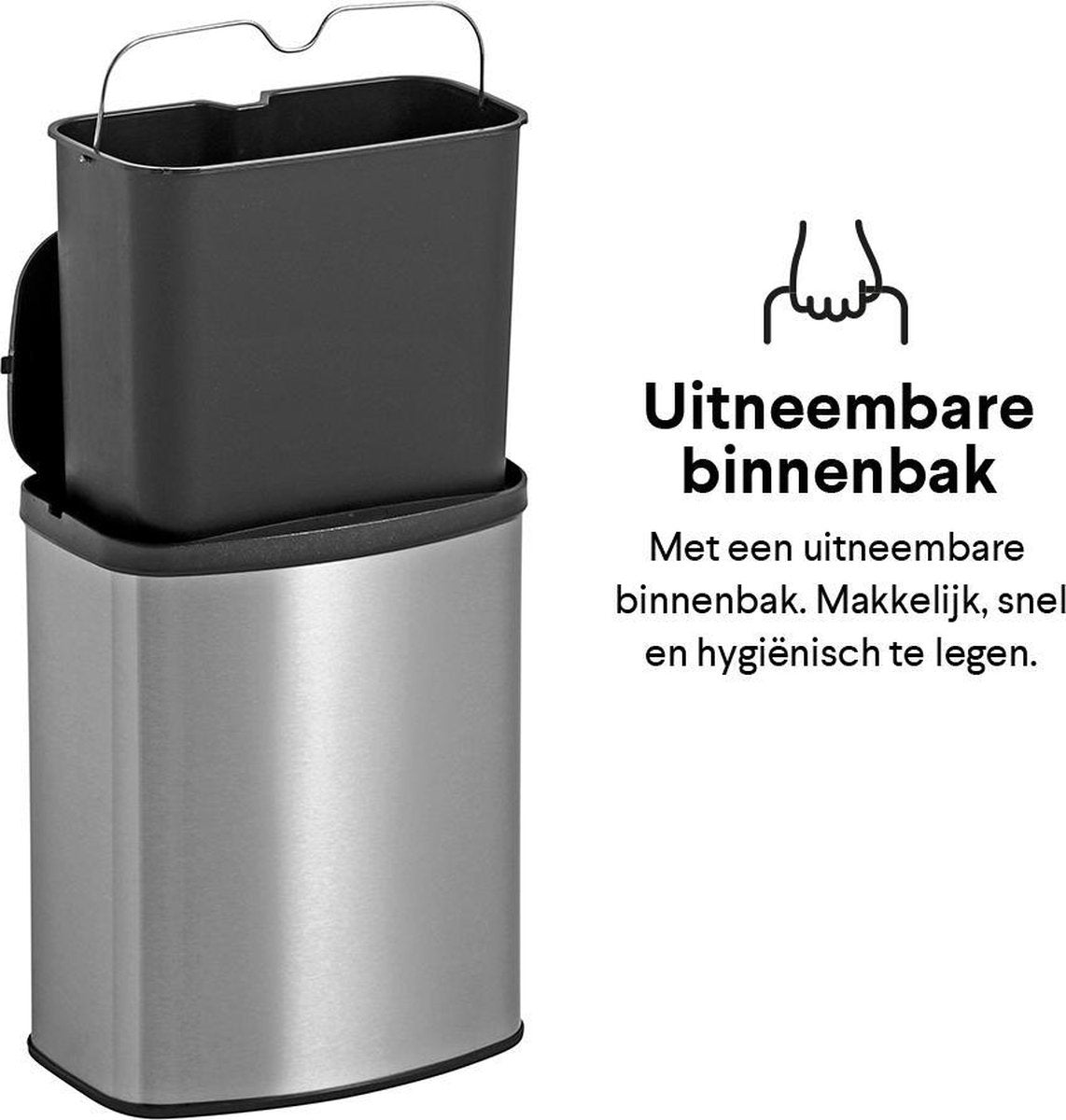 Homra IXXA Abfalleimer mit Sensor - 8 Liter - Edelstahl - Toilettenabfalleimer - Badabfalleimer - Automatischer Deckel