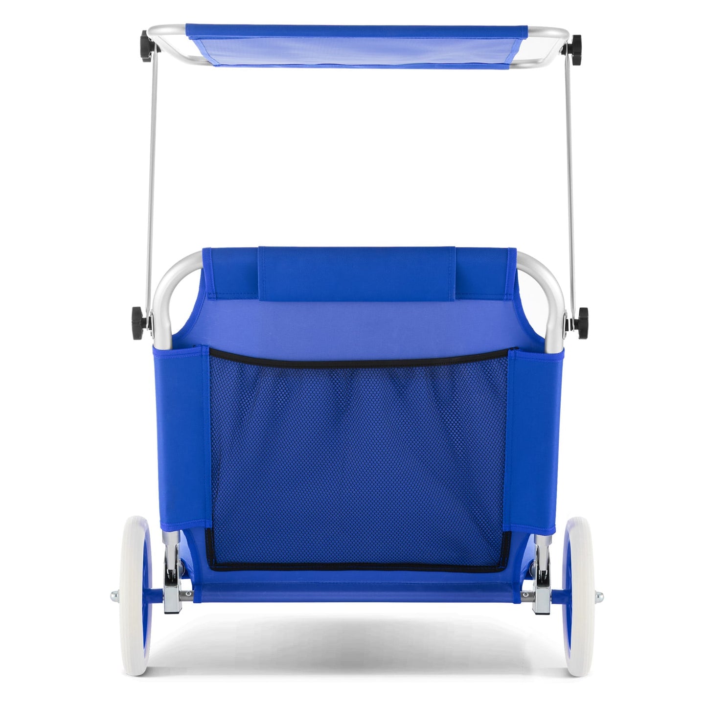 Casaria Liege Kreta – Blau – Aluminium – Zusammenklappbar mit Rollen, Sonnenschirm und Kopfkissen – 150 x 52 cm