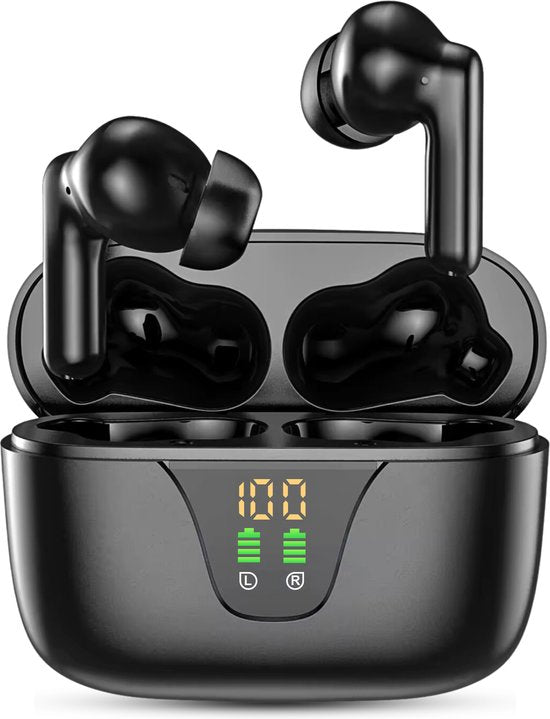 Golden Sound Earphones kabellos - Kabellose Ohrhörer - Bluetooth-Ohrhörer - Aktive Geräuschunterdrückung - Sport-Ohrhörer - LED-Display - Touch-Funktion - Geeignet für jedes Smartphone & Laptop