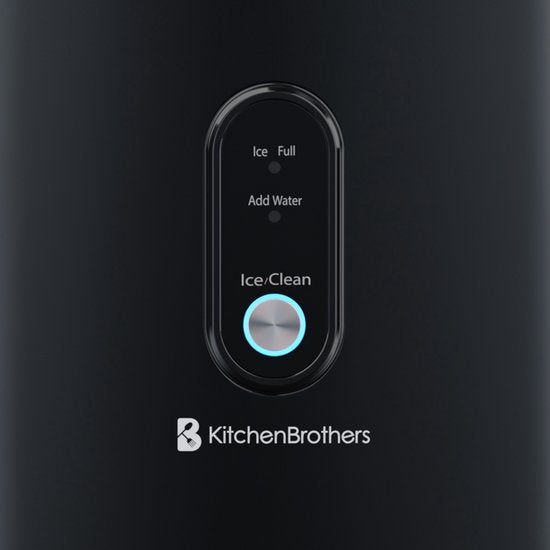 KitchenBrothers Nugget Eiswürfelbereiter - 1.1L - Crushed Ice Maker mit Eisportionierer - Tragbar - 15kg/24 Stunden - Schwarz