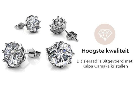 Yolora Damen Ohrringe - Runde Kalpa Camaka Kristalle - Silber - 18K Weißgold vergoldet - Damen Ohrstecker Silber - Ohrstecker - Schmuck - Luxus Geschenkbox - Geschenkbox - Geschenkbox - Schöne Geschenkverpackung - Geschenk zum Muttertag
